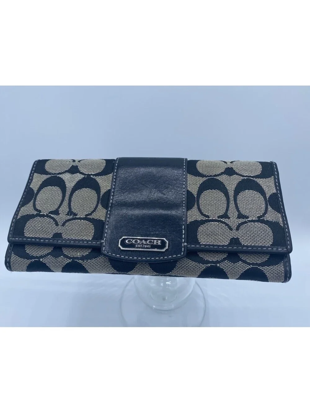 Coach Wallet Signature Canvas/ Leather Details, Light Lavender Inside